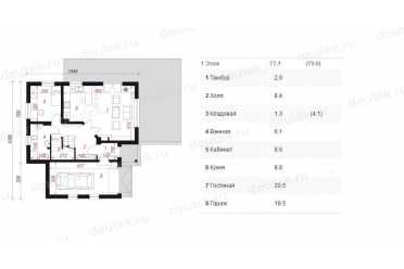Проект двухэтажного дома из керамоблоков с мансардой и одноместным гаражом DTV100066