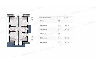 Проект двухэтажного дома из керамоблоков с мансардой и одноместным гаражом DTV100069