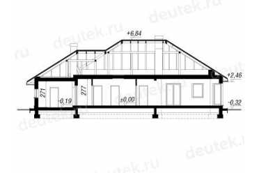 Проект одноэтажного дома из керамоблоков с одноместным гаражом DTV100072