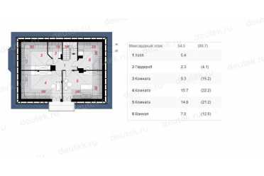 Проект двухэтажного дома из керамоблоков с мансардой и одноместным гаражом DTV100093