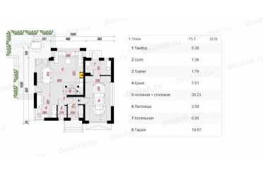Проект двухэтажного дома из керамоблоков с мансардой и одноместным гаражом DTV100097