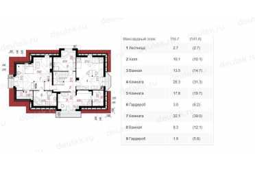 Проект двухэтажного дома из керамоблоков с двухместным гаражом 18 на 12 м DTV100106