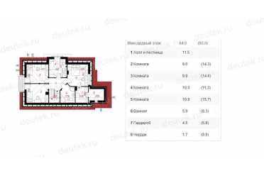 Проект двухэтажного дома из керамоблоков с мансардой и одноместным гаражом - DTV100112 DTV100112