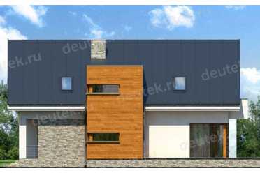 Проект двухэтажного дома из керамоблоков с мансардой и одноместным гаражом DTV100118