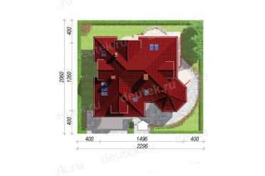 Проект двухэтажного дома из керамоблоков с мансардой и одноместным гаражом DTV100120