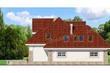 Проект двухэтажного дома из керамоблоков с мансардой и двухместным гаражом DTV100127