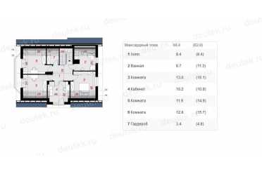 Проект двухэтажного дома из керамоблоков с мансардой и одноместным гаражом DTV100135
