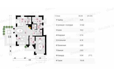 Проект двухэтажного дома из керамоблоков с мансардой и одноместным гаражом DTV100138