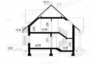 Проект двухэтажного дома из керамоблоков с мансардой и одноместным гаражом DTV100141