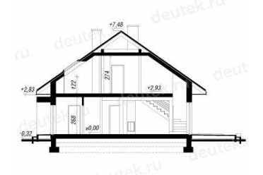 Проект двухэтажного дома из керамоблоков с мансардой и одноместным гаражом DTV100143