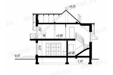 Проект двухэтажного дома из керамоблоков с мансардой и двухместным гаражом DTV100168