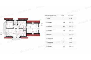 Проект двухэтажного дома из керамоблоков с мансардой и двухместным гаражом DTV100168