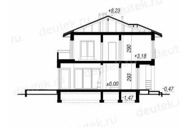 Проект двухэтажного дома из керамоблоков с двухместным гаражом DTV100170