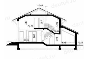 Проект двухэтажного дома из керамоблоков с мансардой и двухместным гаражом DTV100173