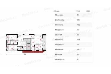 Проект двухэтажного дома из керамоблоков с мансардой и камином DTV100176