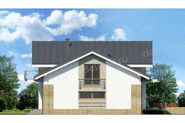 Проект двухэтажного дома из керамоблоков с мансардой и двухместным гаражом DTV100180