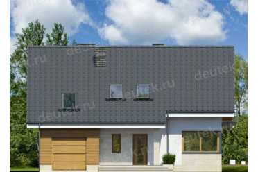 Проект двухэтажного дома из керамоблоков с мансардой и одноместным гаражом  DTV100181