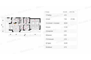 Проект двухэтажного дома из керамоблоков с мансардой и двухместным гаражом DTV100183