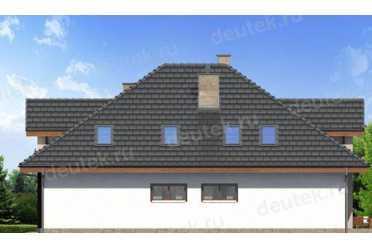 Проект двухэтажного дома из керамоблоков с мансардой и двухместным гаражом DTV100187