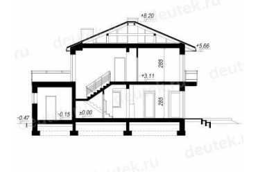 Проект двухэтажного дома из керамоблоков с одноместным гаражом DTV100220