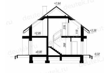 Проект двухэтажного дома из керамоблоков с мансардой и одноместным гаражом DTV100229