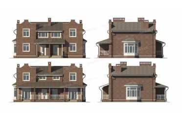 Проект двухэтажного дома из кирпича с террасой DTV100281