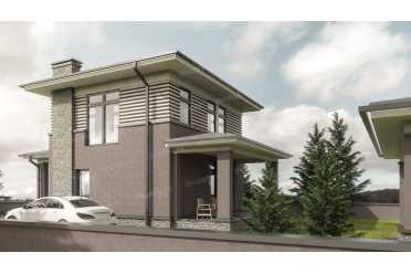 Проект двухэтажного дома из газобетонных блоков с террасой DTV100282