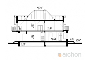 Проект двухэтажного узкого дома с кабинетом DT0441