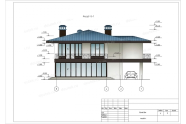 Проект дома в стиле Райта с верандой и навесом DT0230