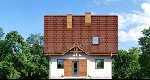 Проект европейского дома с мансардой и камином 8 на 8 метров DTA100168