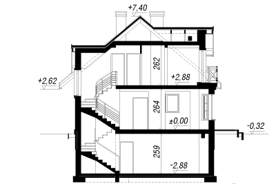 Проект двухэтажного дома с камином и кабинетом в европейском стиле 9 на 9 м - DTA100221 DTA100221