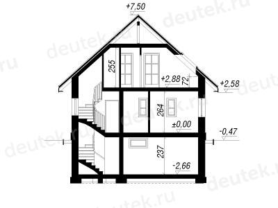 Проект трехэтажного дома из керамоблоков с мансардой и камином DTV100188