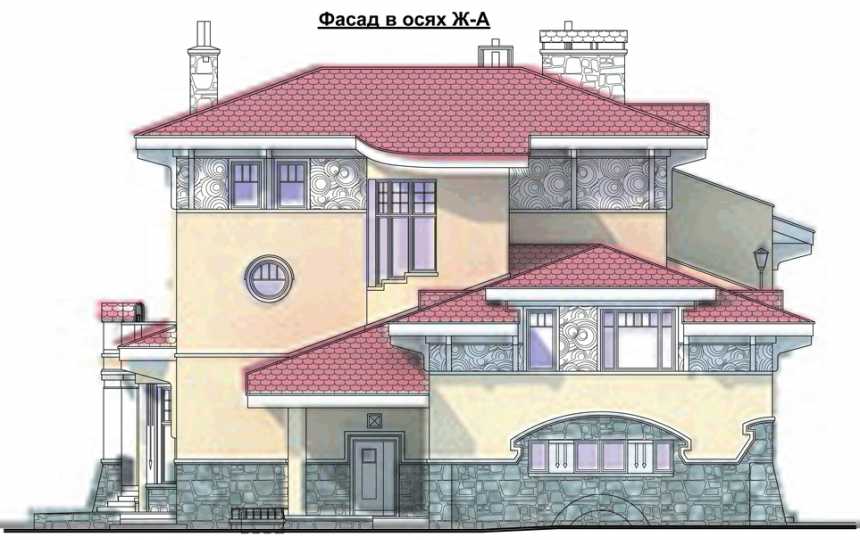 Проект двухэтажного дома с цокольным этажом в стиле модернизма с сауной и двухместным гаражом AG-2