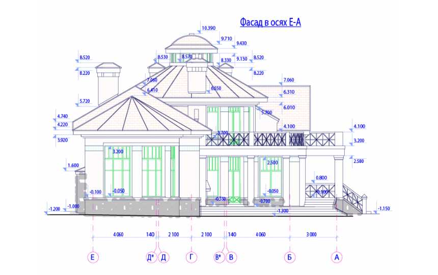 Проект узкого двухэтажного дома из кирпича в стиле барокко с мансардным этажом и эркерами, с площадью до 300 кв м - PA-28