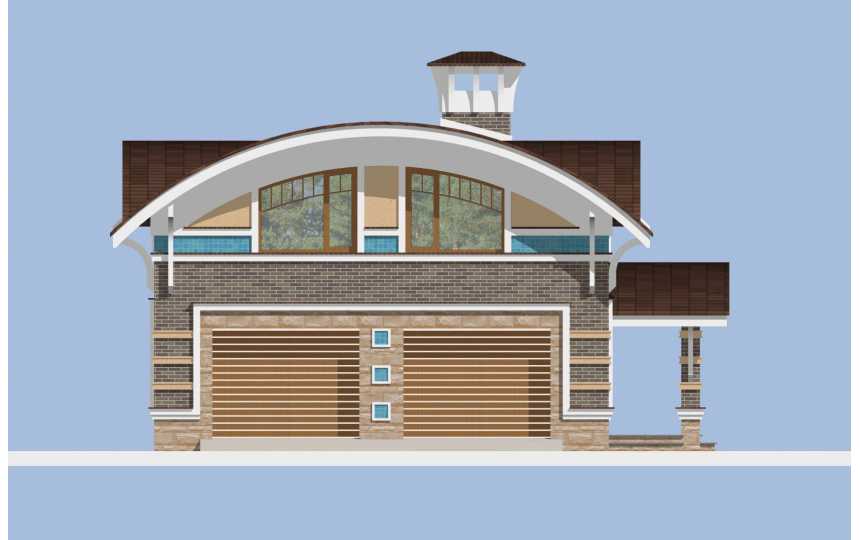 Проект гаража для двух машин из кирпича в стиле барокко c размерами 11 м на 11 м и площадью до 200 кв м  PA-64