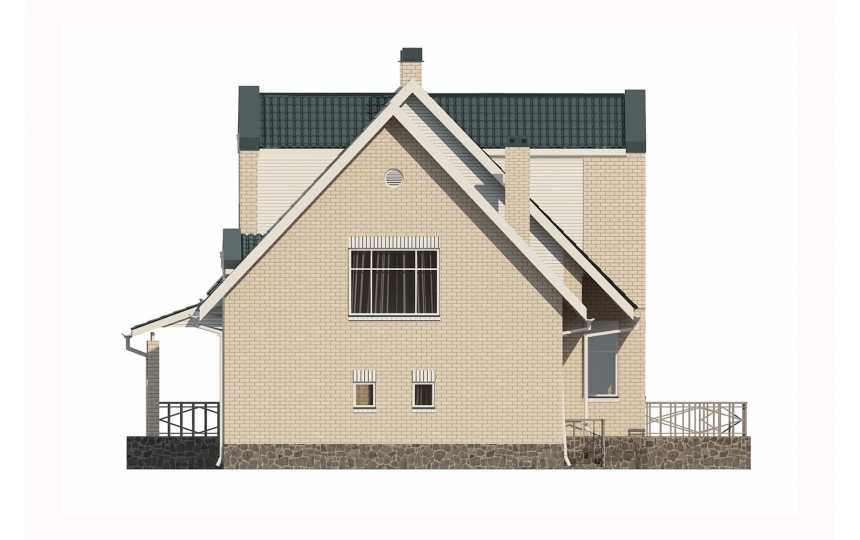 Проект трехэтажного дома из газобетона в европейском стиле с цоколем и мансардой KVR-9