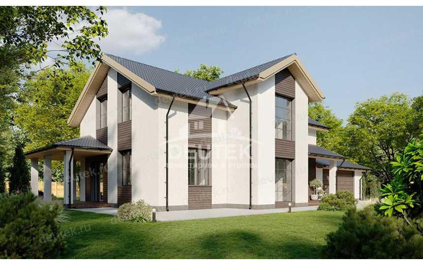 Проект узкого двухэтажного дома с двухместным гаражом SRK-15