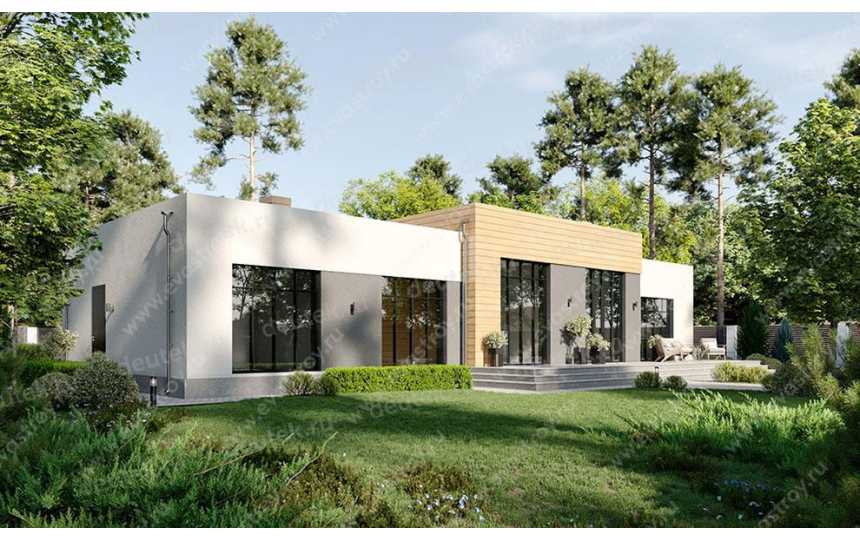 проект узкого одноэтажного дома с размерами 22 м на 13 м LK-43