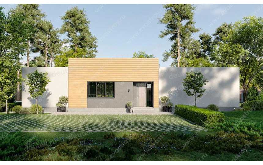 проект узкого одноэтажного дома с размерами 22 м на 13 м LK-43