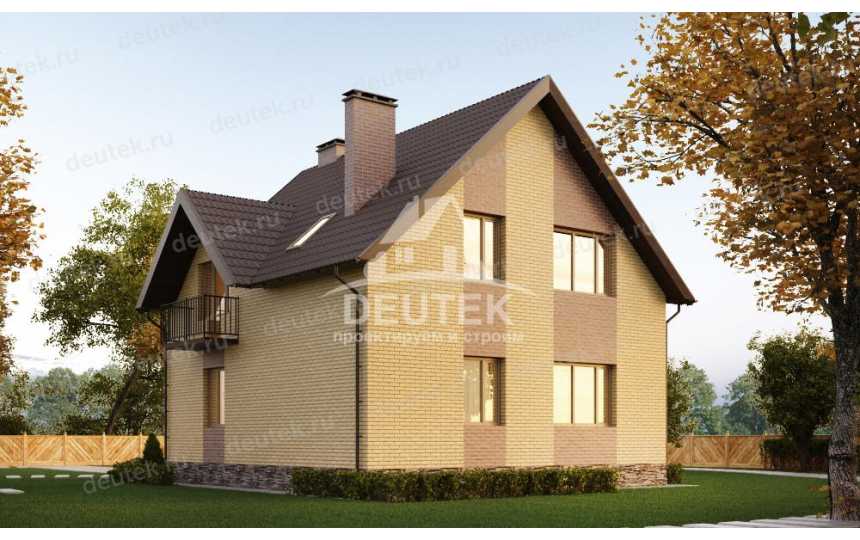Проект квадратного двухэтажного жилого дома в европейском стиле с площадью до 150 кв м LK-53
