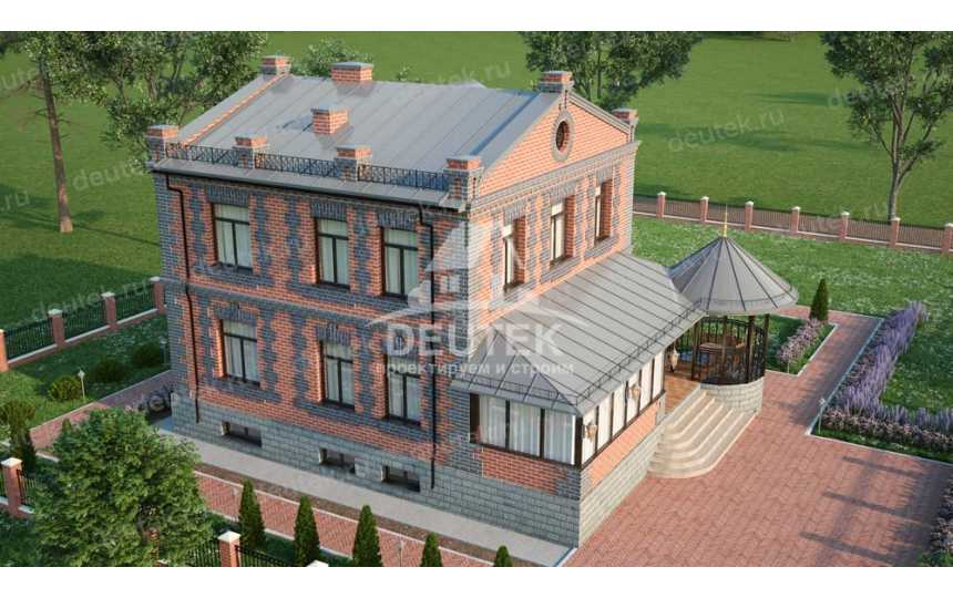 Проект двухэтажного дома в европейском стиле с цокольным этажом и тренажёрным залом LK-72
