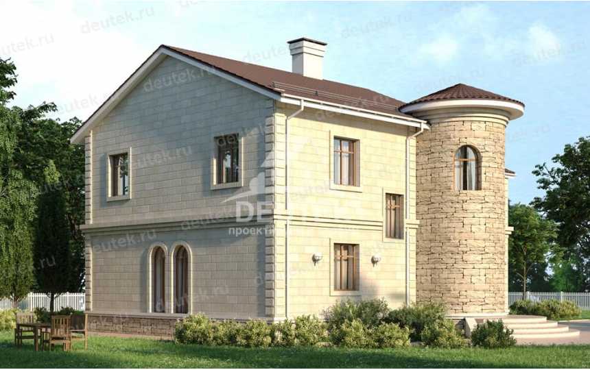 Проект жилого двухэтажного дома в европейском стиле с кабинетом и эркером LK-85