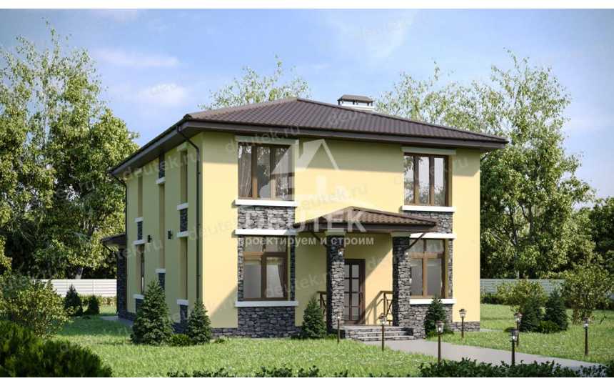 Проект жилого узкого двухэтажного дома в европейском стиле с тремя спальнями LK-89