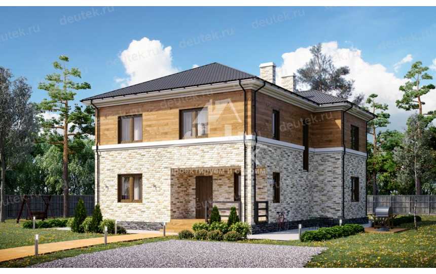 Проект жилого узкого двухэтажного дома в европейском стиле с площадью до 250 кв м LK-91