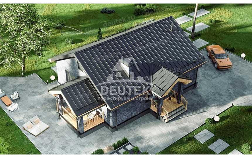 Проект жилого одноэтажного дома из газобетона в европейском стиле с размерами 15 м на 13 м и площадью до 150 кв м LK-109