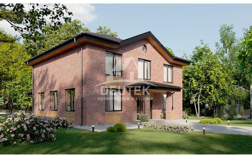 Проект жилого двухэтажного дома в европейском стиле из газобетона с площадью до 250 кв м и размерами 13 м на 15 м LK-122