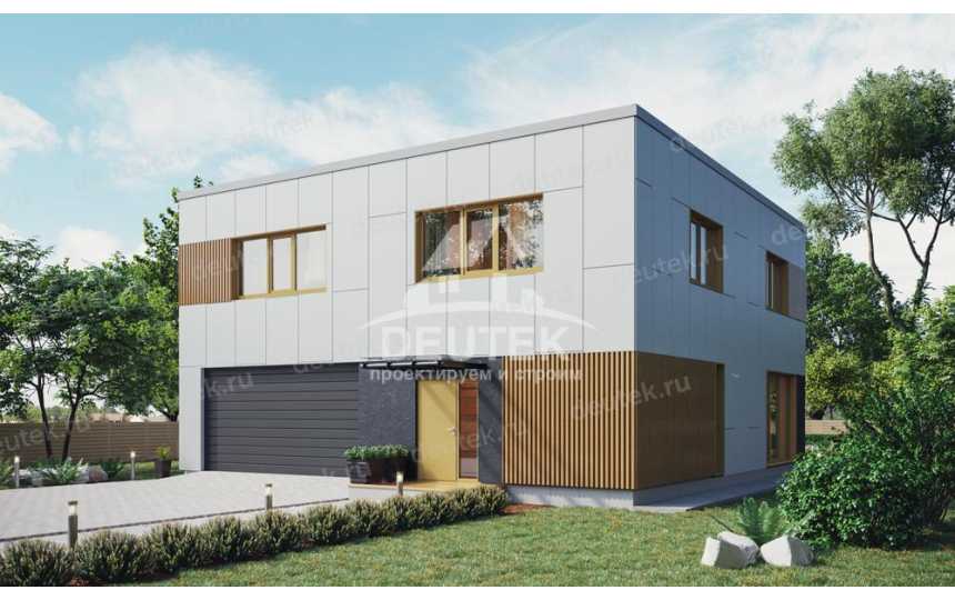 Проект двухэтажного дома с площадью до 250 кв м и одноместным гаражом LK-140