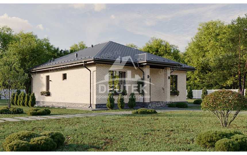 Проект узкого одноэтажного дома в европейском стиле с размерами 11 м на 18 м - LK-197