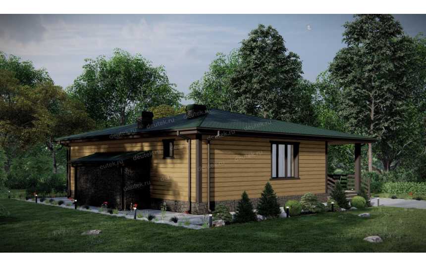 Проект бани с бассейном, бильярдной, веррандой и террасой - P258