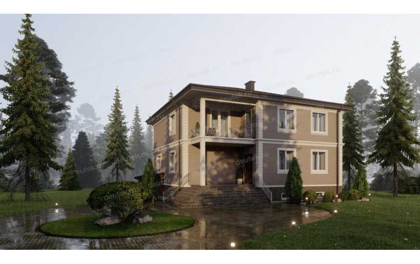 Проект квадратного двухэтажного дома с размерами 13 м на 13 м - P304